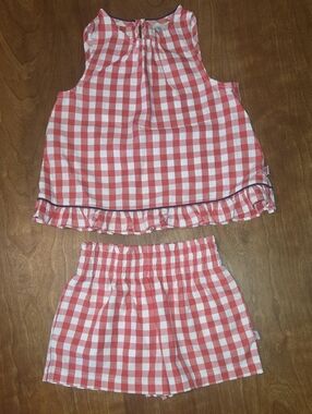 Kids Red Gingham Set - Sleeveless Top & Shorts